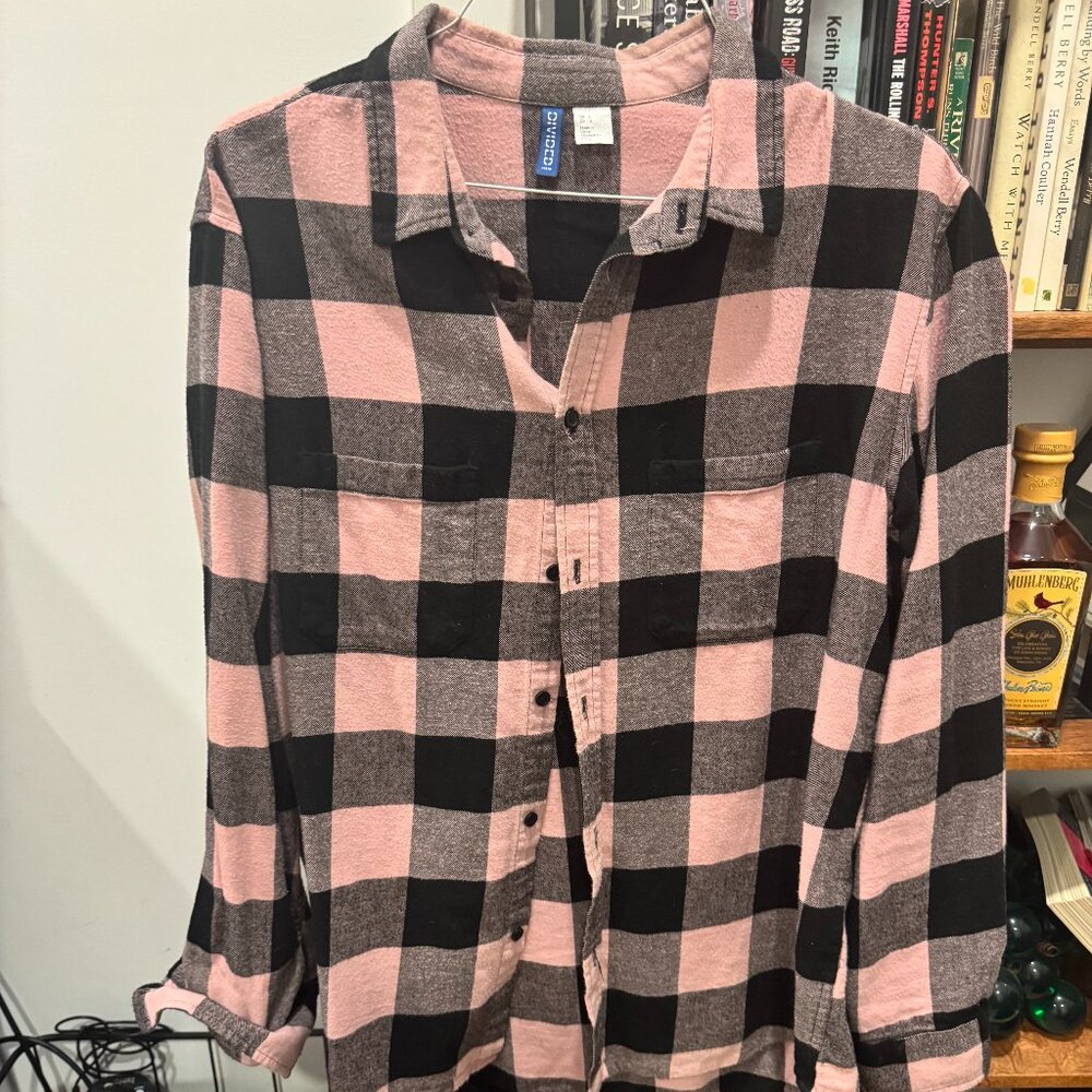 Pink and Black Flannel Men's L